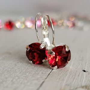 Austrian Crystal Earrings in Shiny Silver